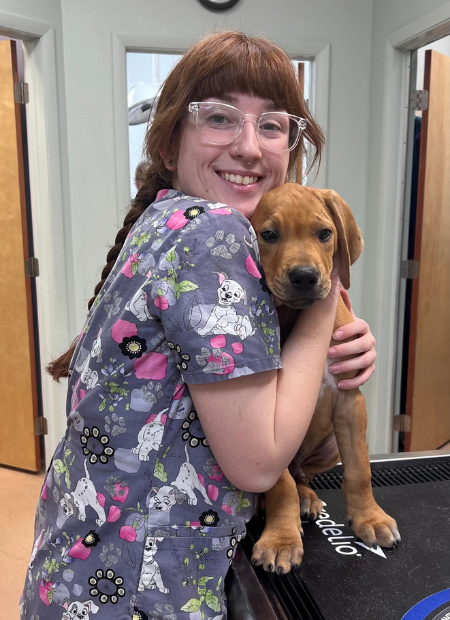 Katie and puppy hairless cat patient